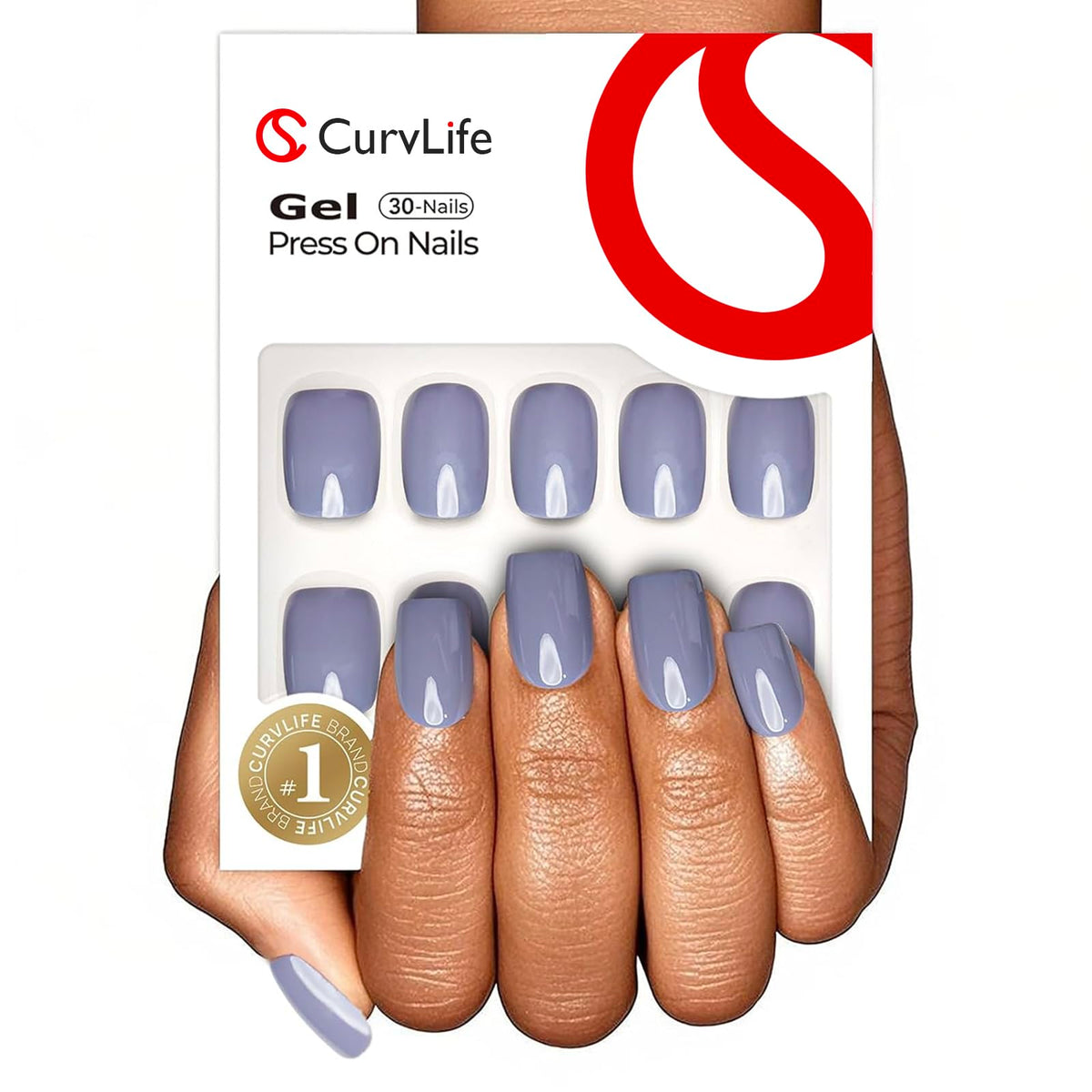CurvLife front packaging showing apricot nude nails and kit benefits