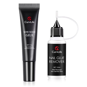 CurvLife front packaging showing full glue and remover kit benefits