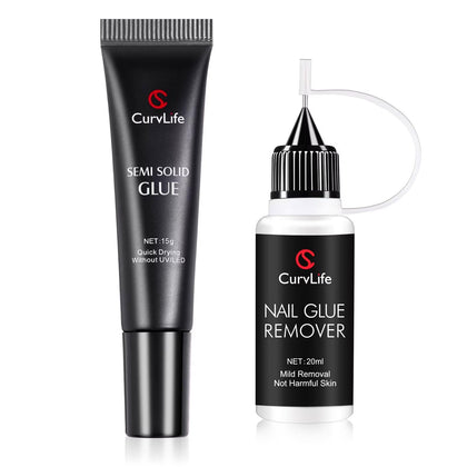 CurvLife front packaging showing full glue and remover kit benefits