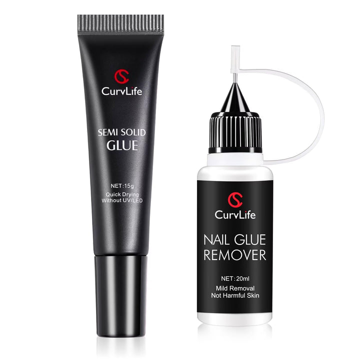 CurvLife front packaging showing full glue and remover kit benefits