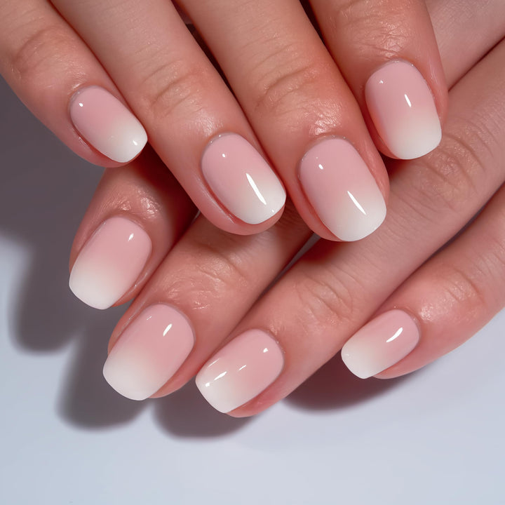 CurvLife front packaging showing nude ombre press on nails and kit benefits