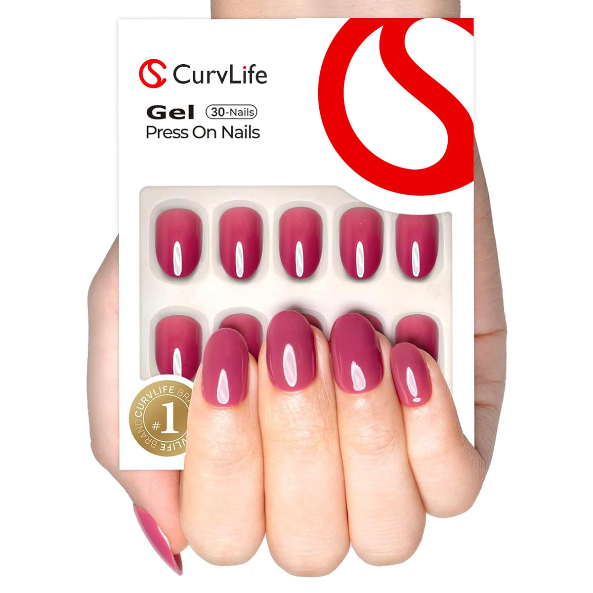CurvLife front packaging showing red-purple rose design and salon look