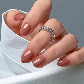 CurvLife front packaging showing soft blush nails and kit contents for quick salon looks