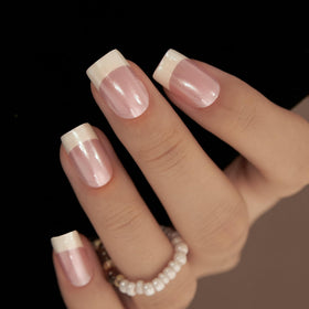 CurvLife front packaging showing square French press-on nails and quick salon finish