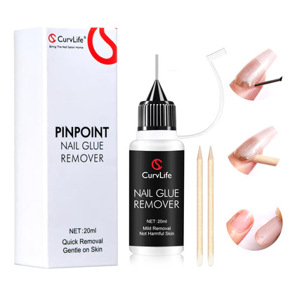 CurvLife front packaging showing 20ml bottle and readable label for precise glue removal