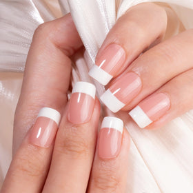 CurvLife in-hand application showing nail being placed with glue for fast results