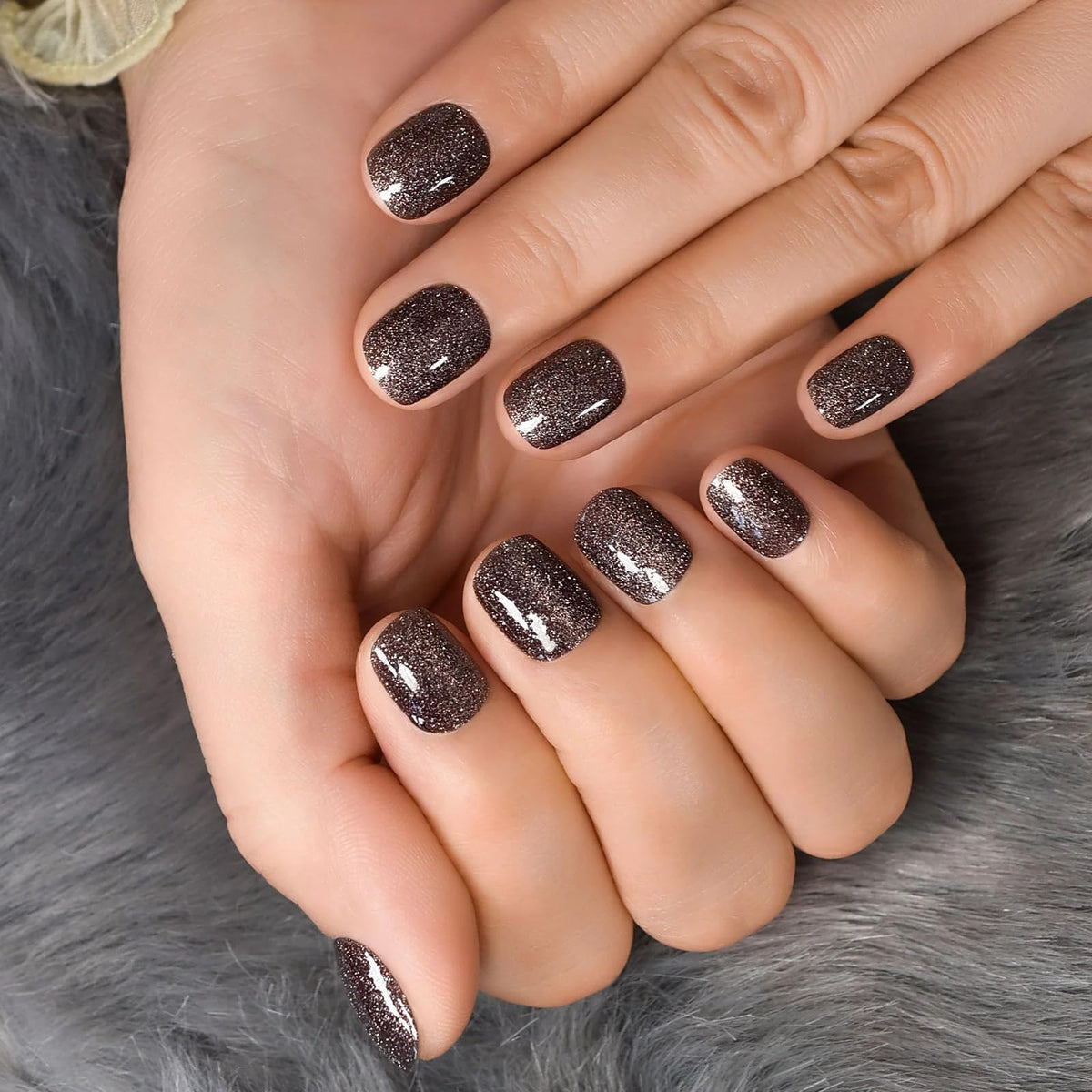 CurvLife nails worn while typing showing natural fit and comfortable daily wear
