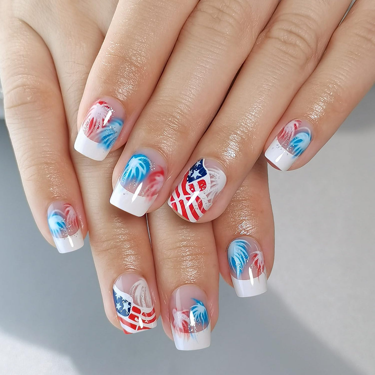 Curvlife press-on nails worn on hand showing comfortable short length and natural look
