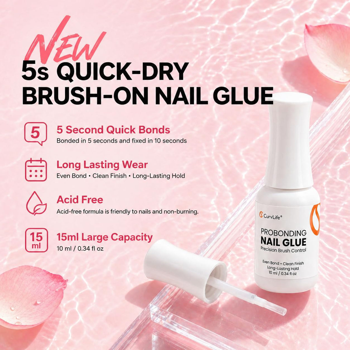 CurvLife pink liquid texture spreading evenly to fill gaps for smoother adhesion
