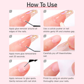 CurvLife remover dissolving glue at nail edge for gentle takeoff