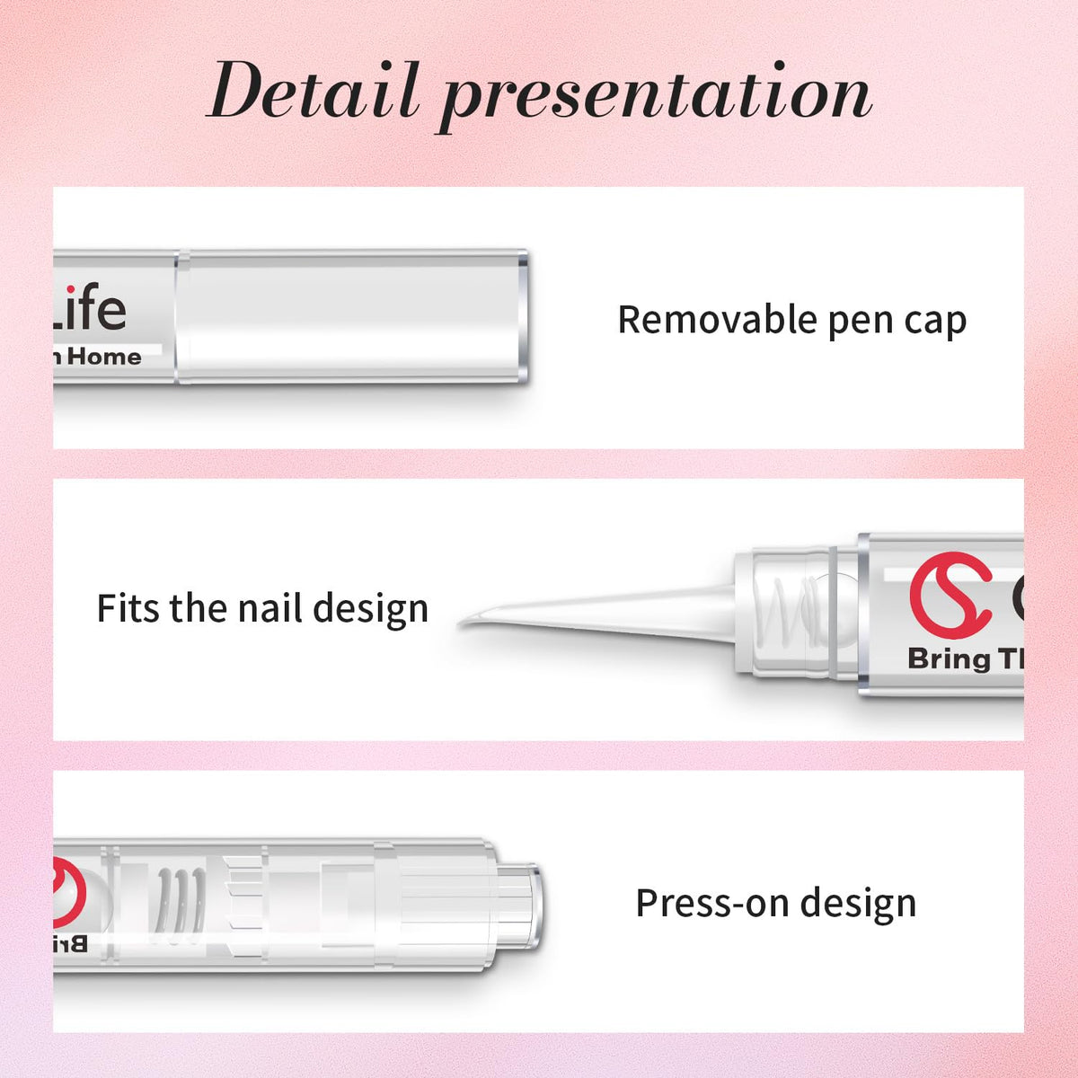 CurvLife pen beside a hand for size comparison and easy portability