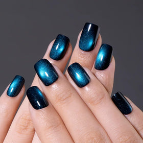 CurvLife close-up of short apricot nail showcasing glossy surface and natural fit
