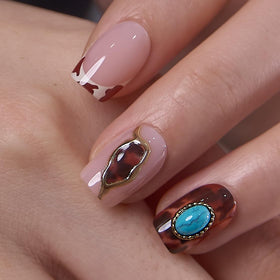 CurvLife close-up of short square soft gel nail showing glossy salon shine