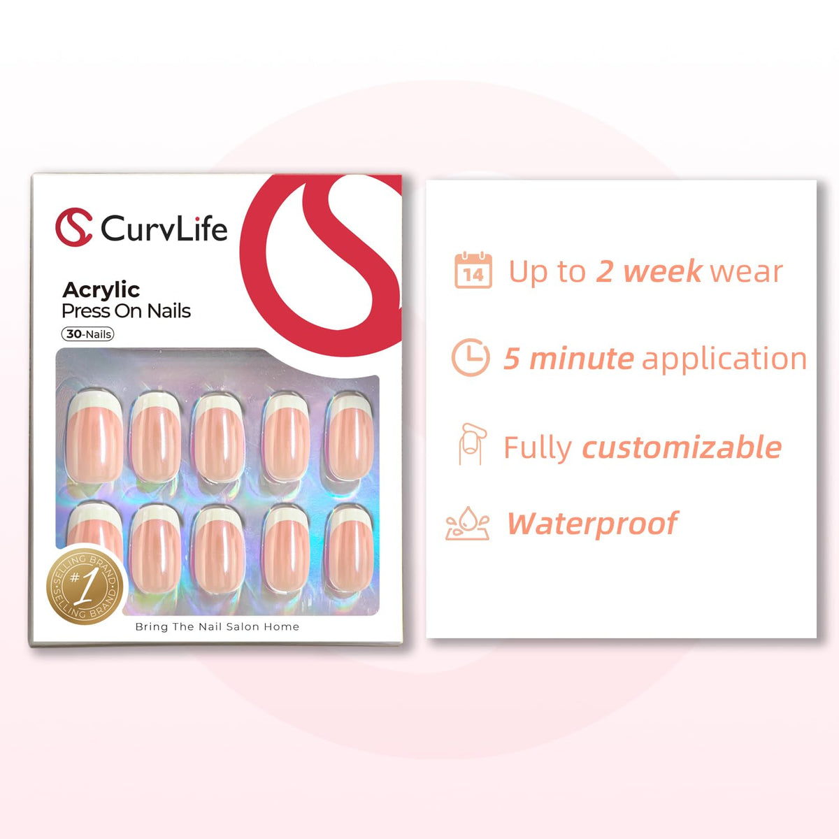 CurvLife size comparison showing 15 sizes for custom fit on nails
