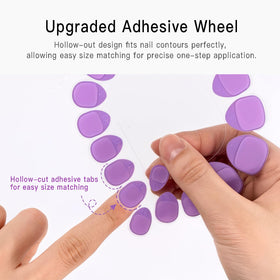 CurvLife TabQueen application on a fingernail for easy, clean stick