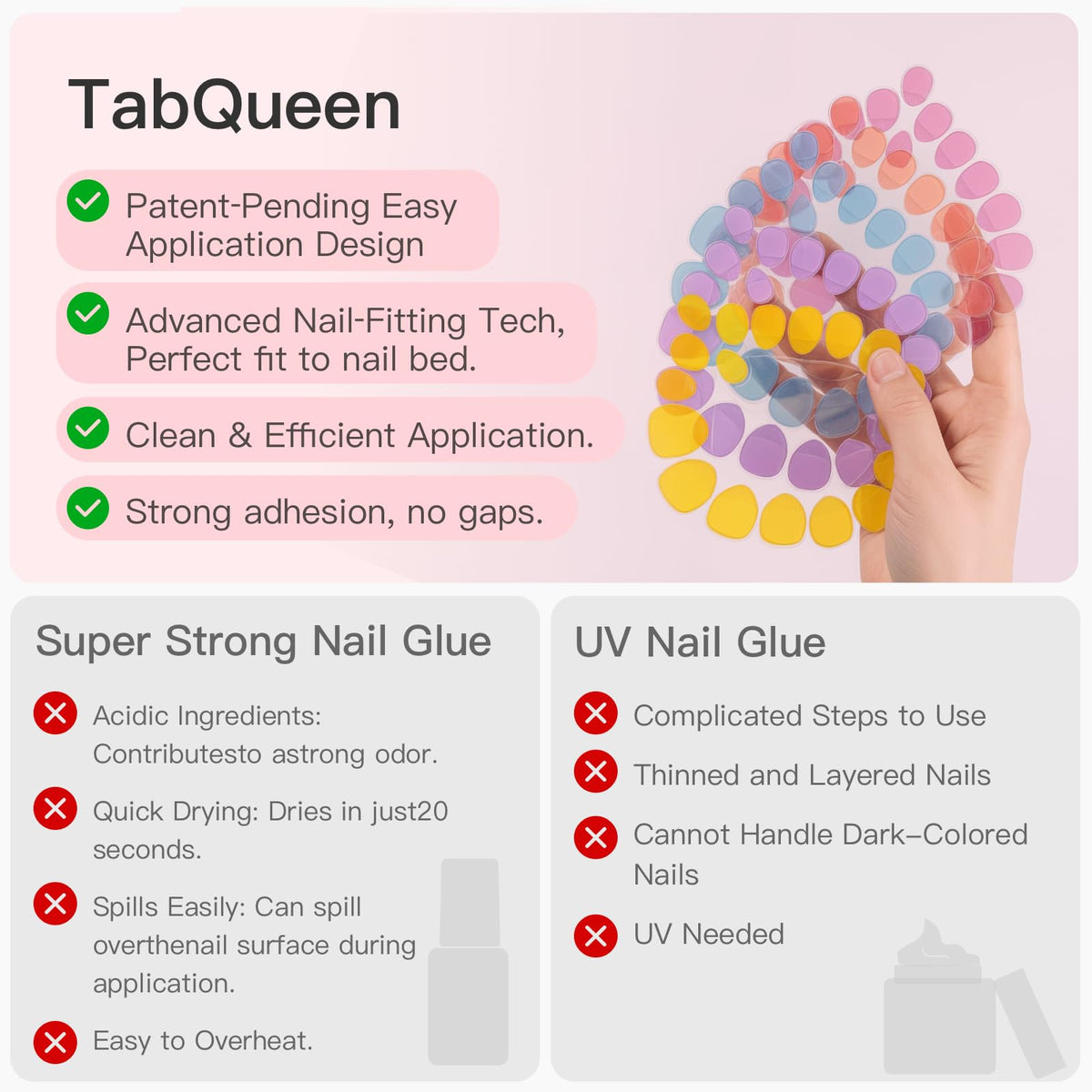 CurvLife TabQueen array of 18 tab sizes for tailored nail fit