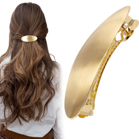 CustomyLife gold oval barrette front view showing elegant finish and reliable hold