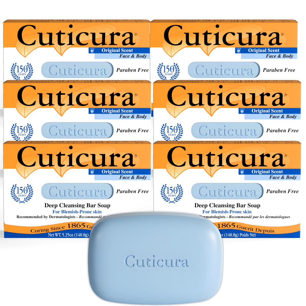 Cuticura front packaging pack of six showing value and convenience