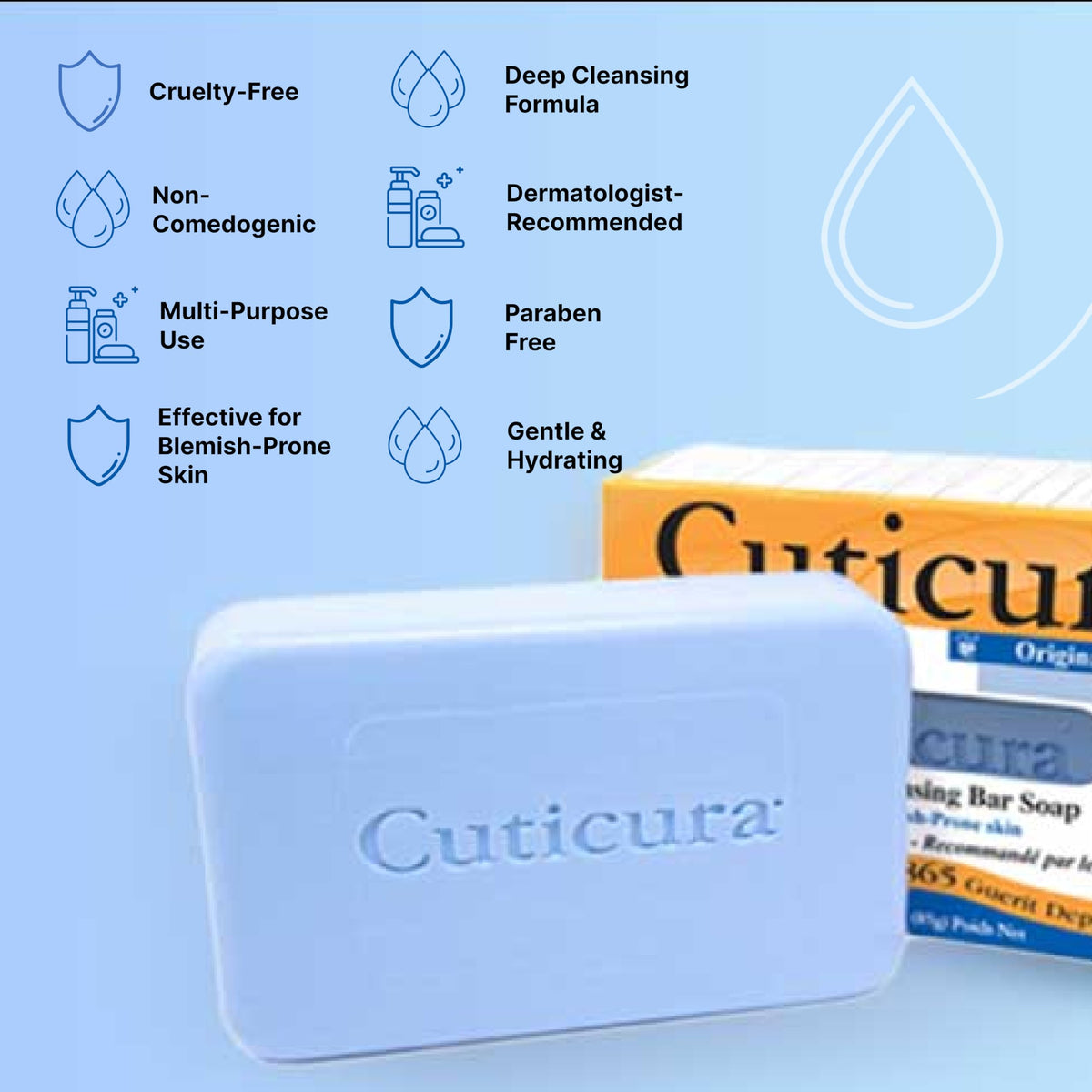 Cuticura lathered on hand demonstrating deep cleansing benefit