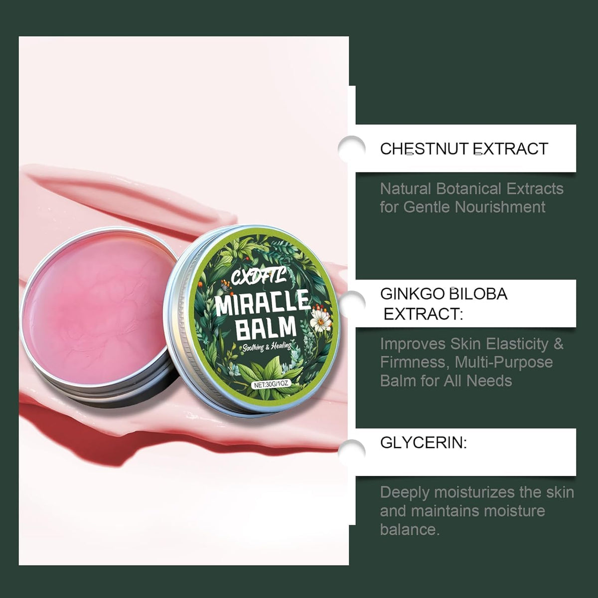 CXDFTL open tin showing smooth balm texture and easy spread