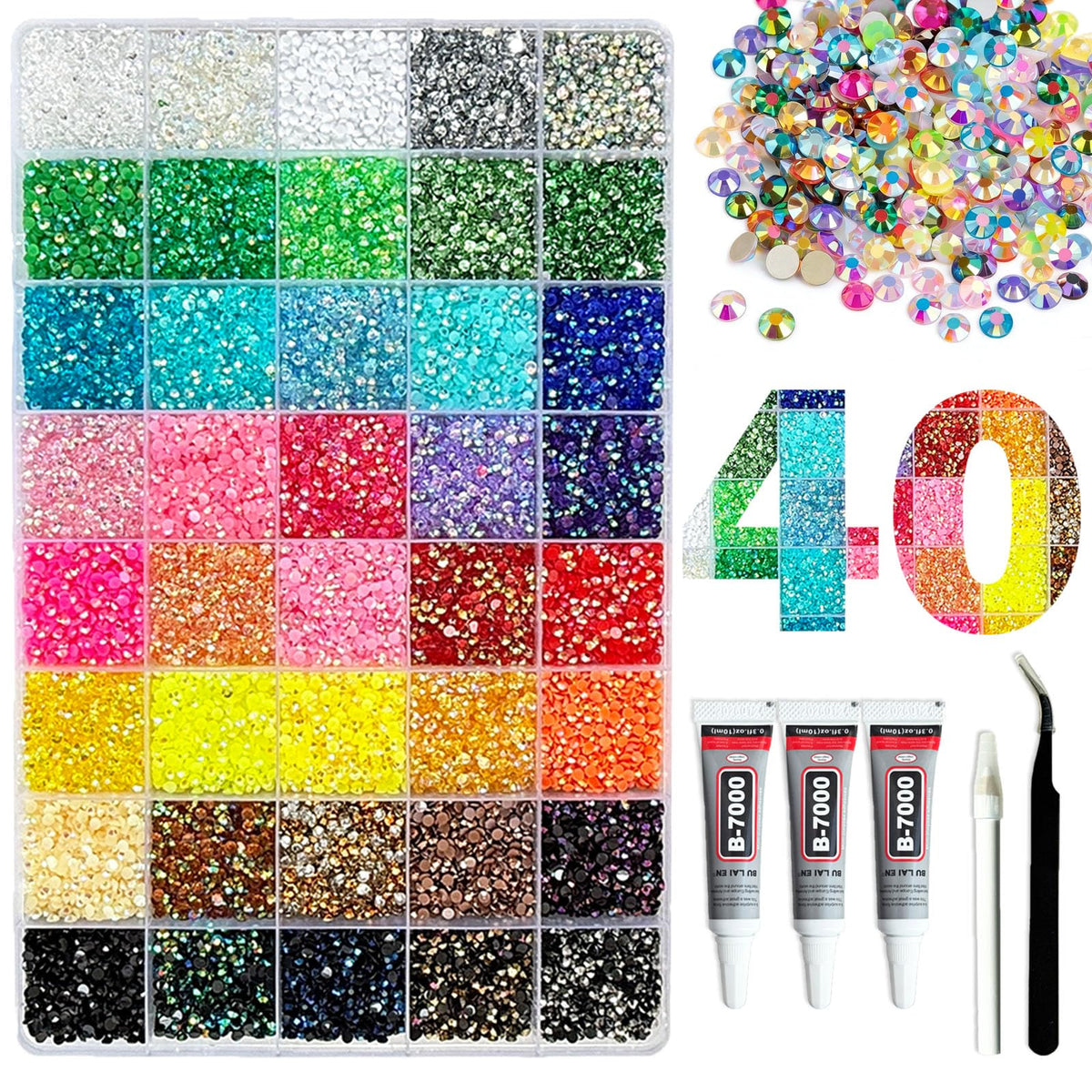 CXPHT front packaging showing 40-grid storage box and organized colors for quick selection