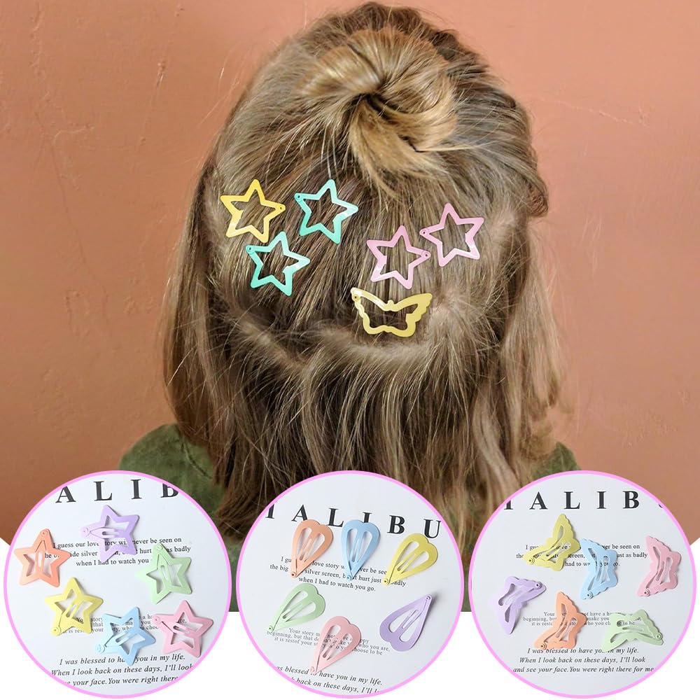 CYBAUG assorted butterfly heart star teardrop clips arranged by color showing mix-and-match options