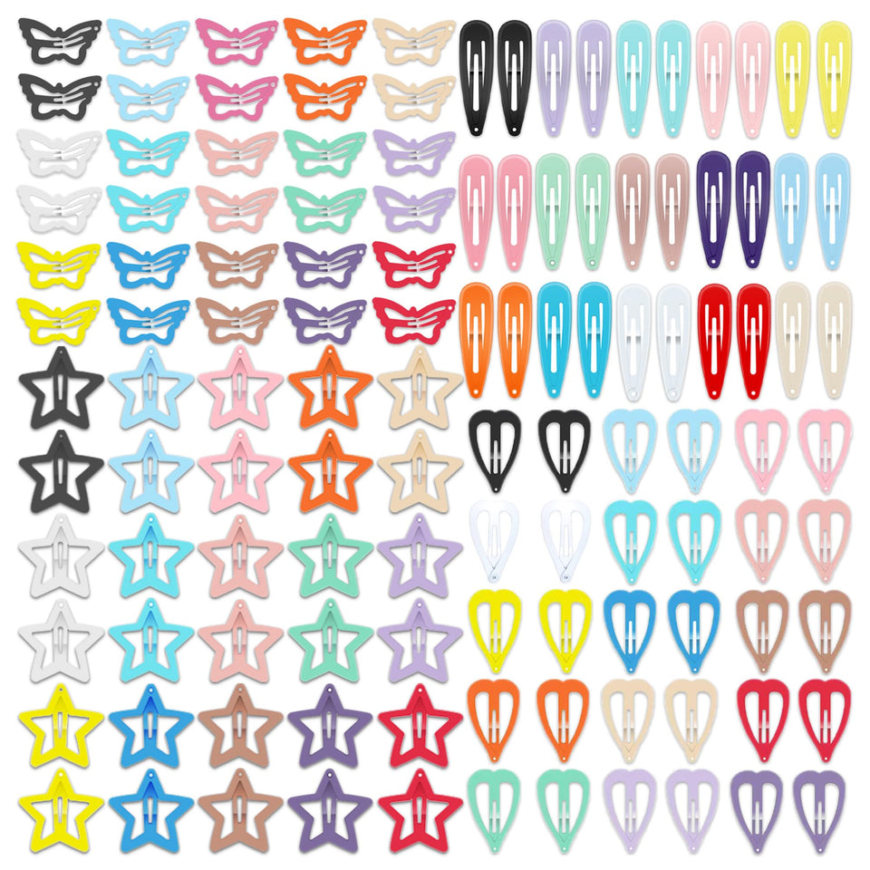 CYBAUG front view of full 120-piece clip set showing colorful shapes and packaging, convenient supply