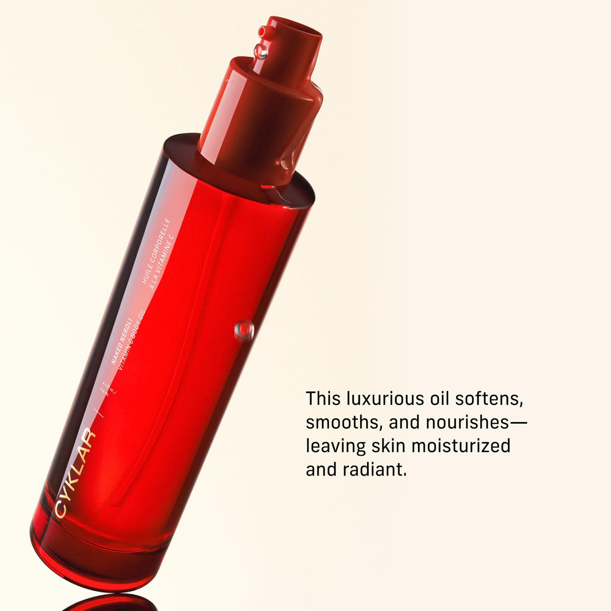 CYKLAR close-up label highlighting citrus-neroli and warm amber benefits