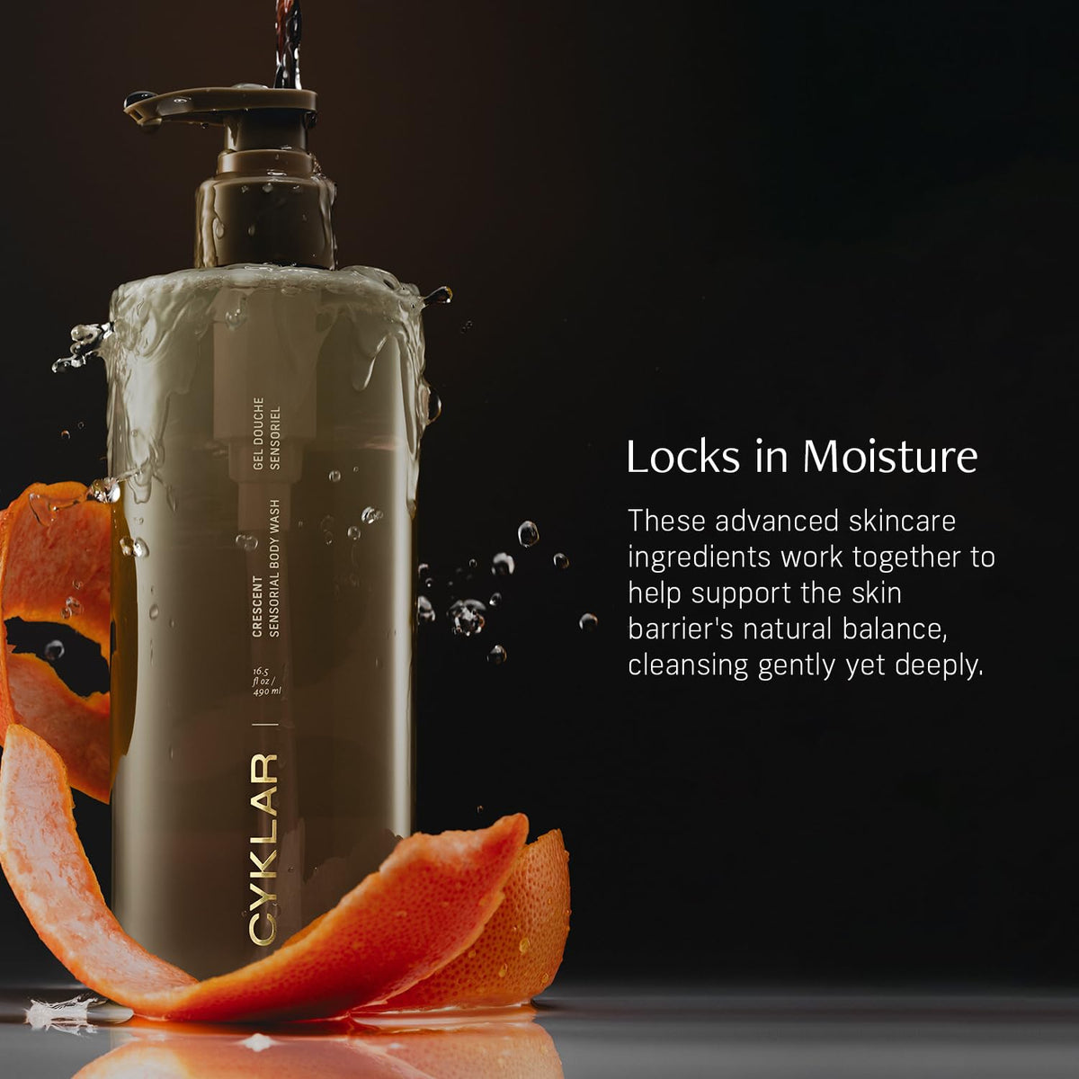 CYKLAR creamy lather on loofah demonstrates silky texture