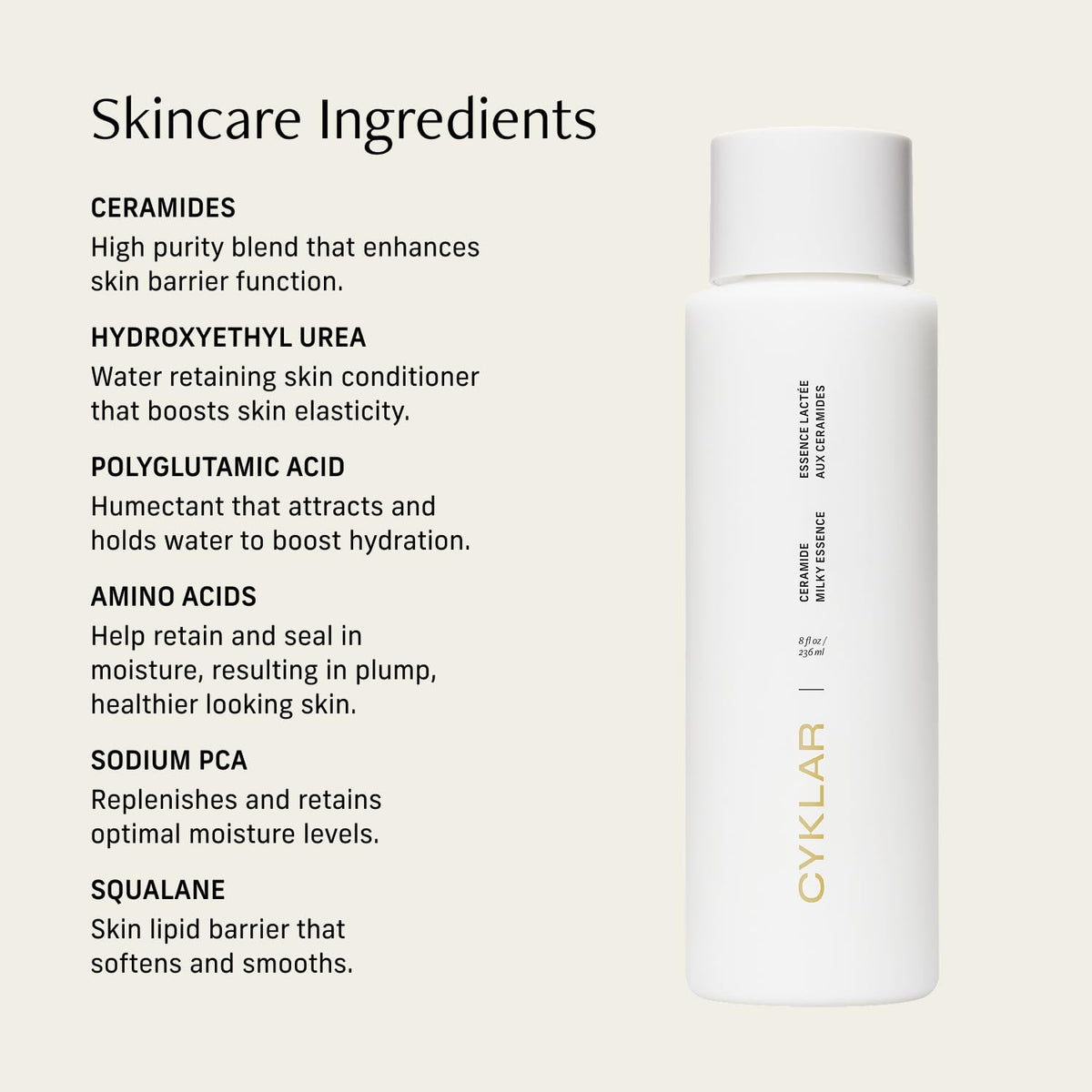 CYKLAR absorbed into skin close-up showing non-greasy finish benefit