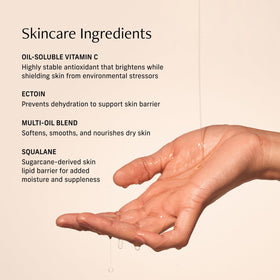 CYKLAR ingredient label close-up emphasizing Vitamin C and squalane benefits