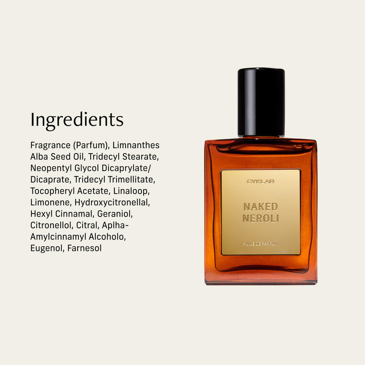 CYKLAR neroli mandarin amber still life illustrating key notes and fresh benefit