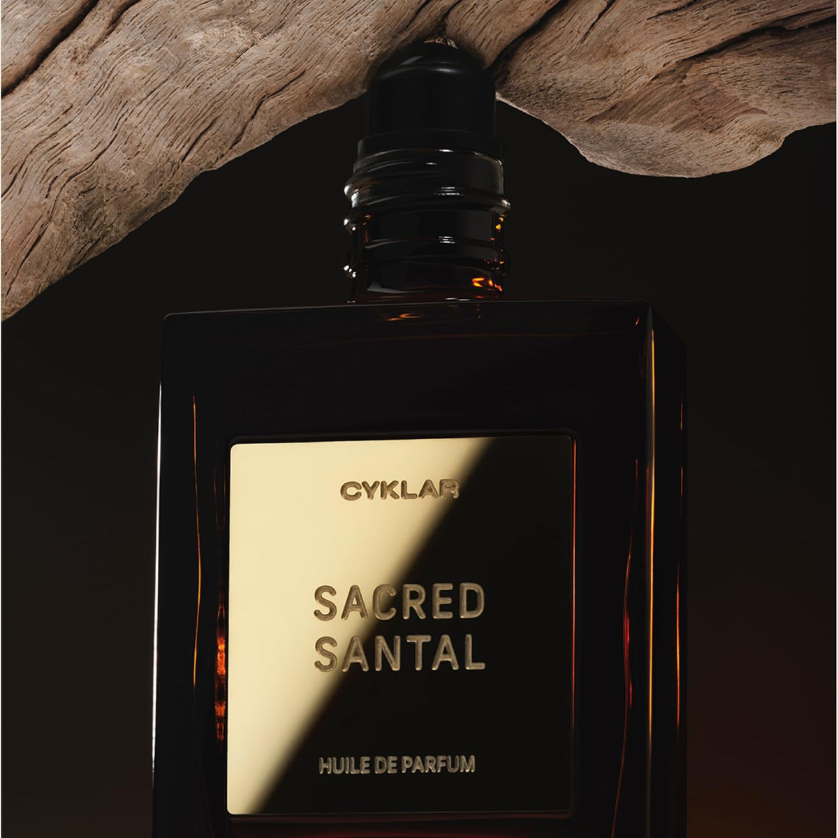 CYKLAR Sacred Santal label and packaging detail indicating transparent branding and ingredients