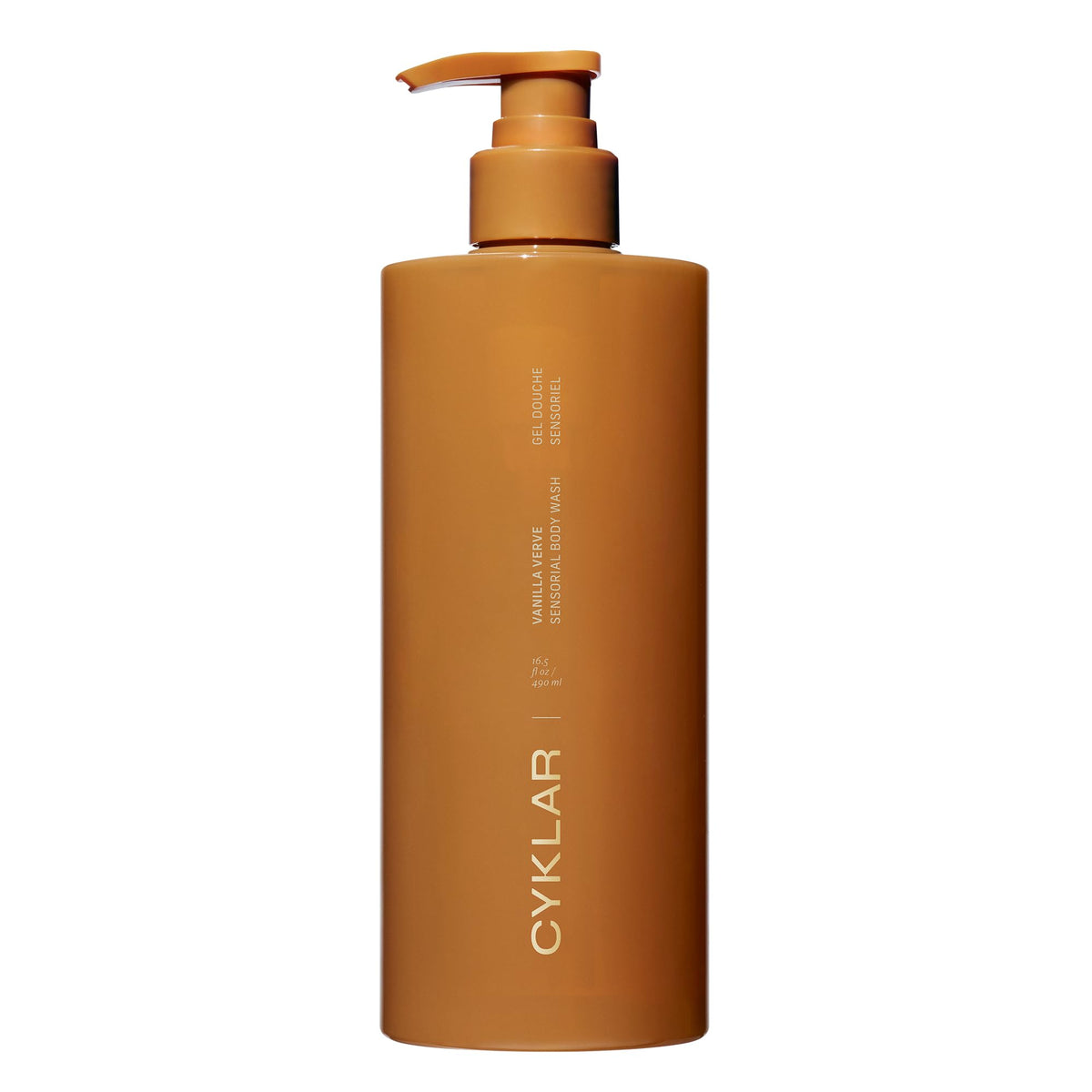CYKLAR front bottle showing Vanilla Verve label and elegant packaging benefit: premium presentation