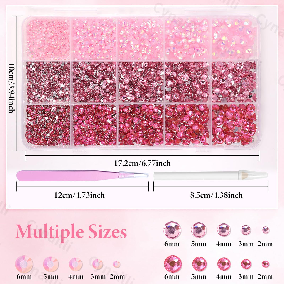 Cynailli close-up showing pink rhinestone shimmer and glittery depth for vivid shine