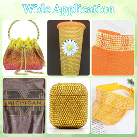 Cynailli decorated tumbler showcasing yellow gems applied for a bright craft finish