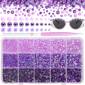 Cynailli front packaging showing full purple rhinestone kit benefits organization