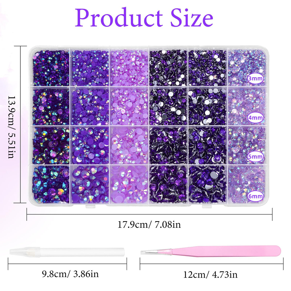 Cynailli close-up of 24-grid compartments highlighting color gradient variety