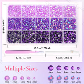 Cynailli organized box with 15 grids displaying separated purple gems for easy use