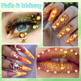 Cynailli nail art scene with yellow rhinestones adding vibrant decorative accents