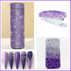 Cynailli rhinestones applied to manicured nails for decorative sparkle