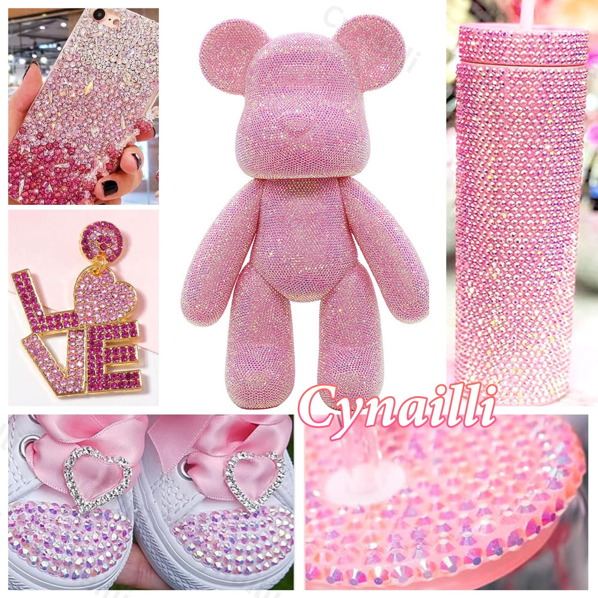 Cynailli rhinestones applied to a tumbler adding sparkle and personalized detail