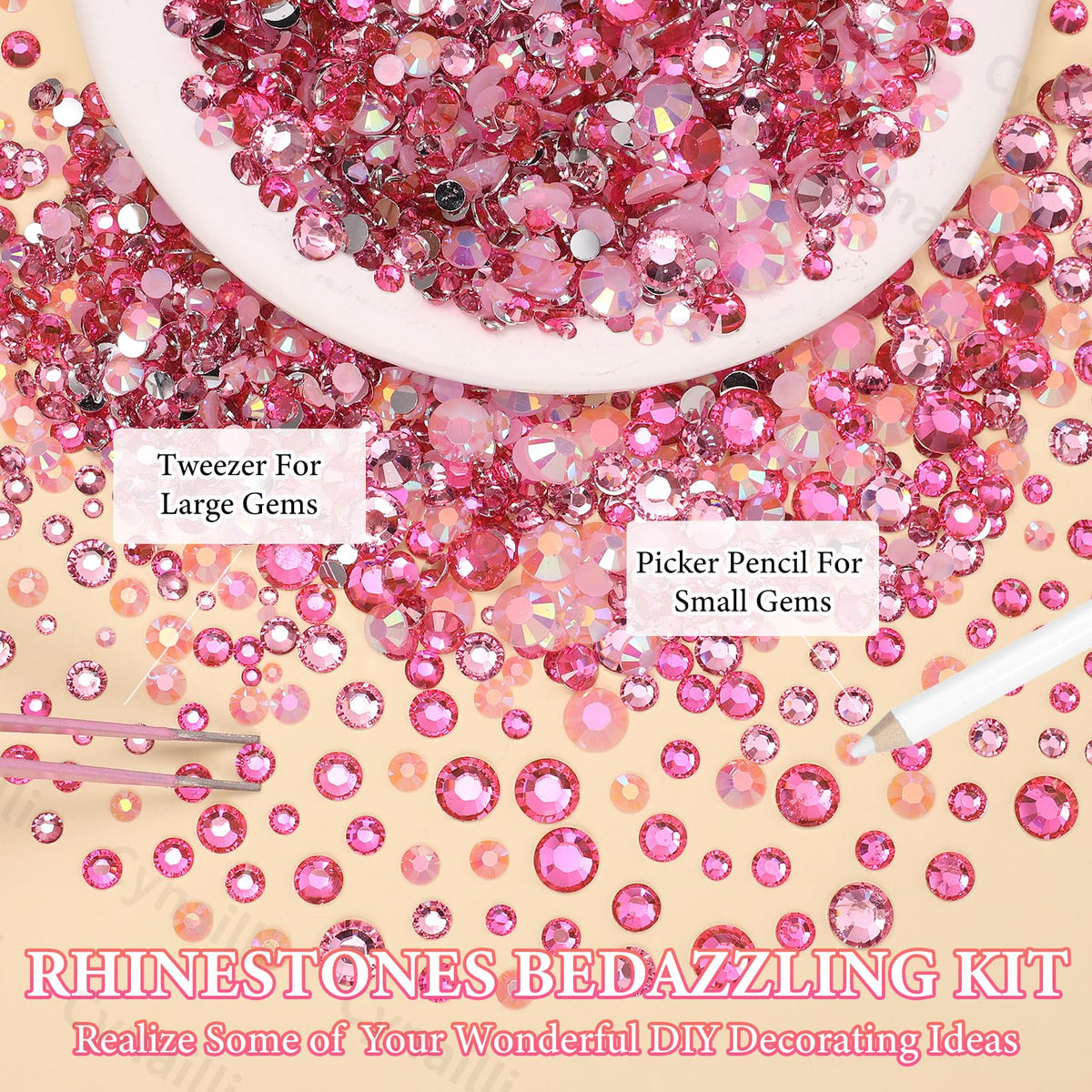 Cynailli tweezers and pickup pen included for precise placement and ease