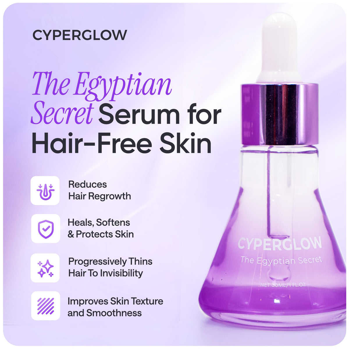 CYPERGLOW oil texture close-up highlighting lightweight absorption