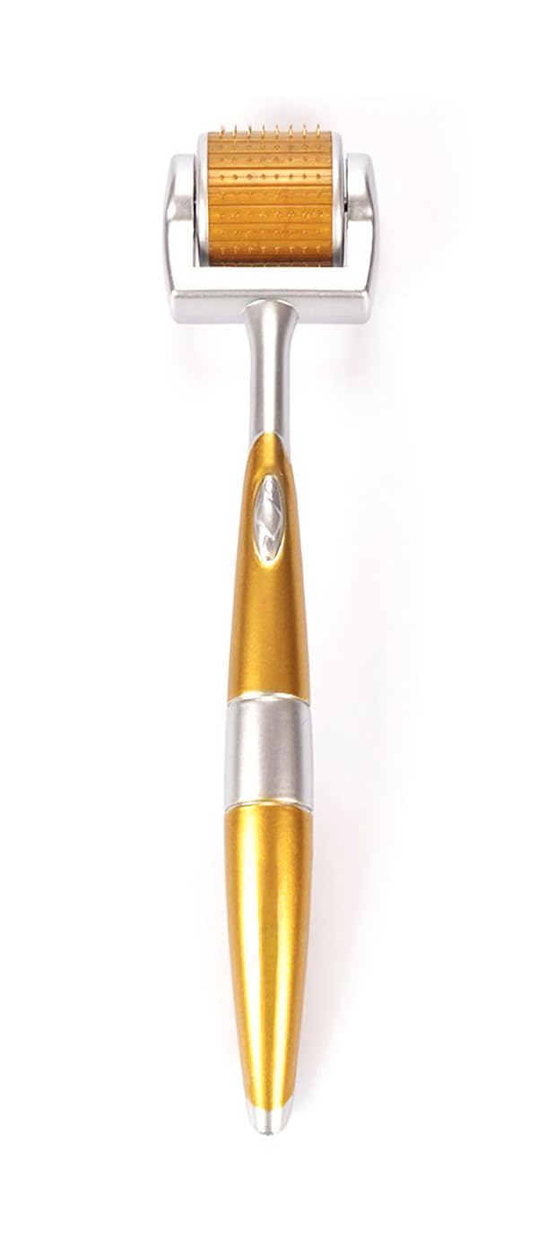 CYSSUS derma roller front view showing ergonomic handle and roller head benefit precise control