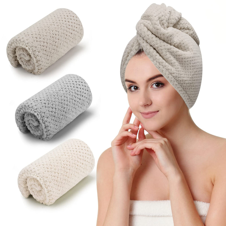 CZZXI beige khaki grey front view showing three turbans and quick dry benefit