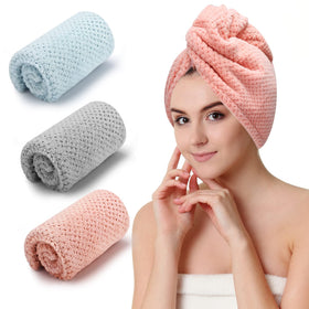 CZZXI front view of three-color hair towels showing quick-dry benefit