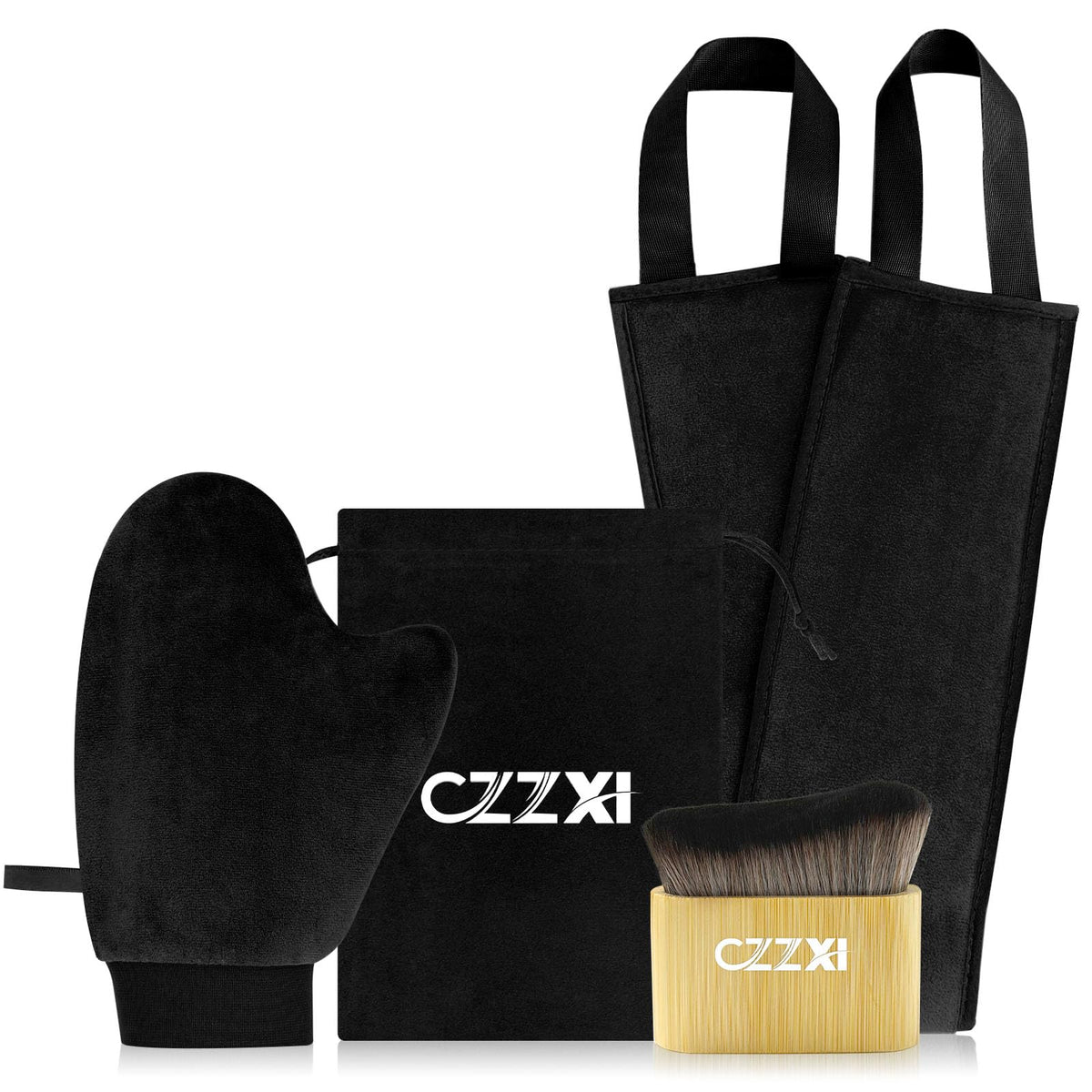 CZZXI front packaging showing complete tanning kit and benefits
