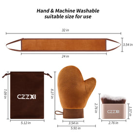 CZZXI velvet tanning mitt close-up showing soft texture for streak-free blending