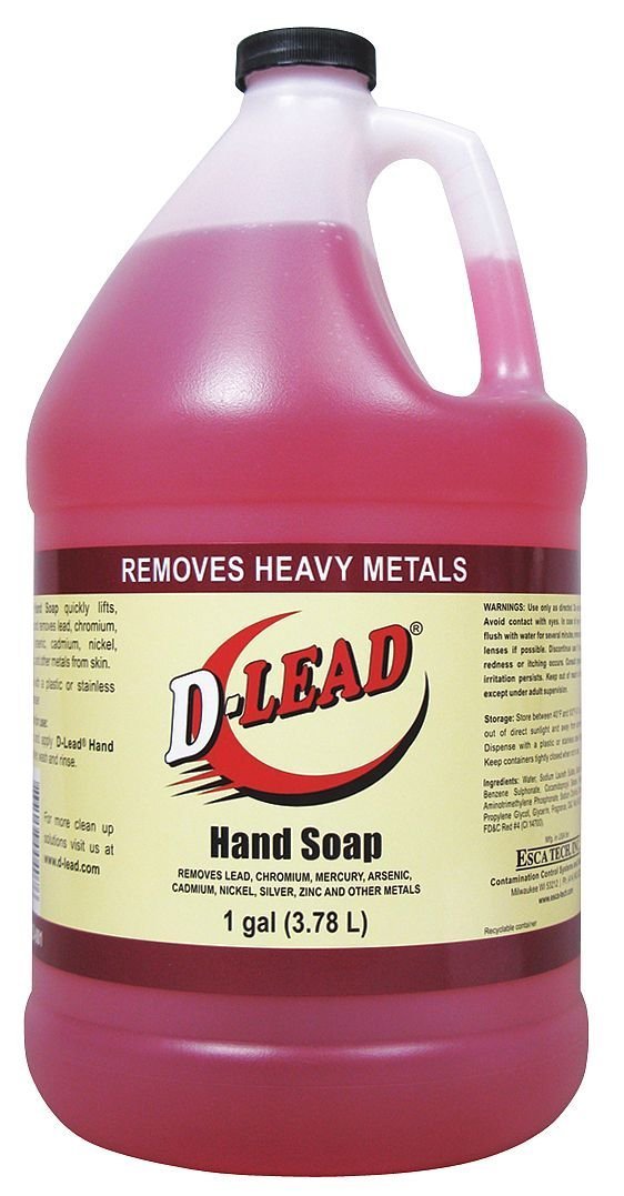D-Lead gallon front packaging showing label and honey almond scent, ideal for refilling